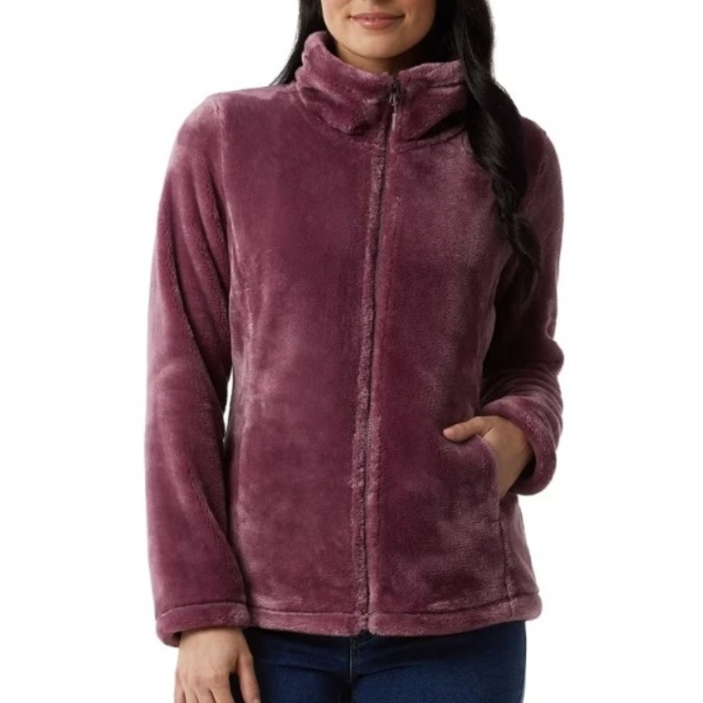 NWT 32 Degrees Heat Women's L Purple Faux Fur Full Zip Jacket Polyester